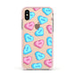 Love Heart Sweets with Names Apple iPhone Xs Impact Case Pink Edge on Gold Phone