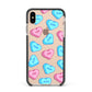 Love Heart Sweets with Names Apple iPhone Xs Max Impact Case Black Edge on Gold Phone