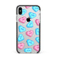Love Heart Sweets with Names Apple iPhone Xs Max Impact Case Black Edge on Silver Phone