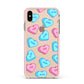 Love Heart Sweets with Names Apple iPhone Xs Max Impact Case Pink Edge on Gold Phone