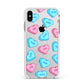 Love Heart Sweets with Names Apple iPhone Xs Max Impact Case White Edge on Silver Phone