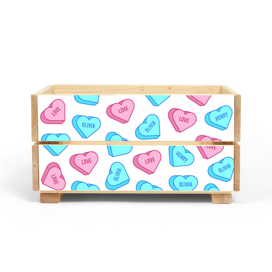 Love Heart Sweets with Names Christmas Eve Crate Box