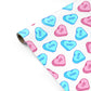 Love Heart Sweets with Names Personalised Gift Wrap