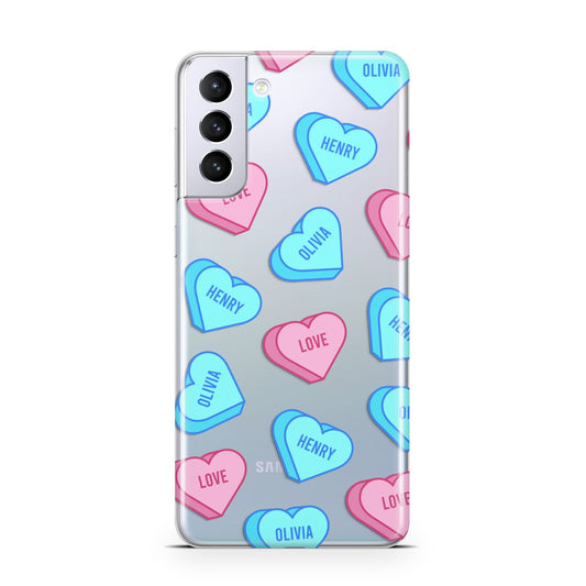 Love Heart Sweets with Names Samsung S21 Plus Phone Case