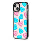 Love Heart Sweets with Names iPhone 13 Black Impact Case Side Angle on Silver phone