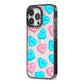 Love Heart Sweets with Names iPhone 13 Pro Black Impact Case Side Angle on Silver phone