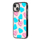 Love Heart Sweets with Names iPhone 14 Black Impact Case Side Angle on Silver phone