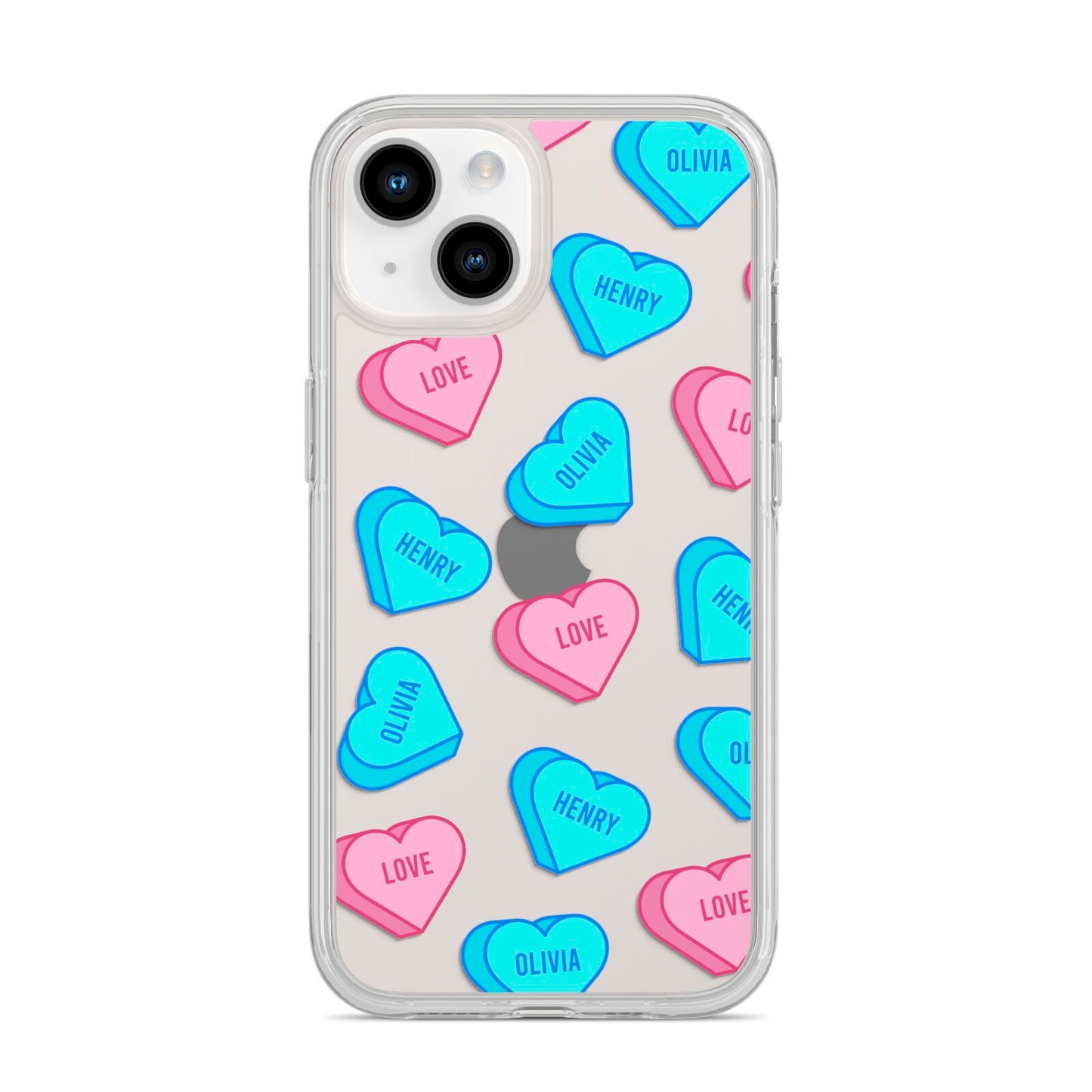 Love Heart Sweets with Names iPhone 14 Clear Tough Case Starlight