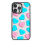 Love Heart Sweets with Names iPhone 14 Pro Max Black Impact Case on Silver phone