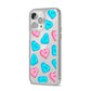 Love Heart Sweets with Names iPhone 14 Pro Max Clear Tough Case Silver Angled Image