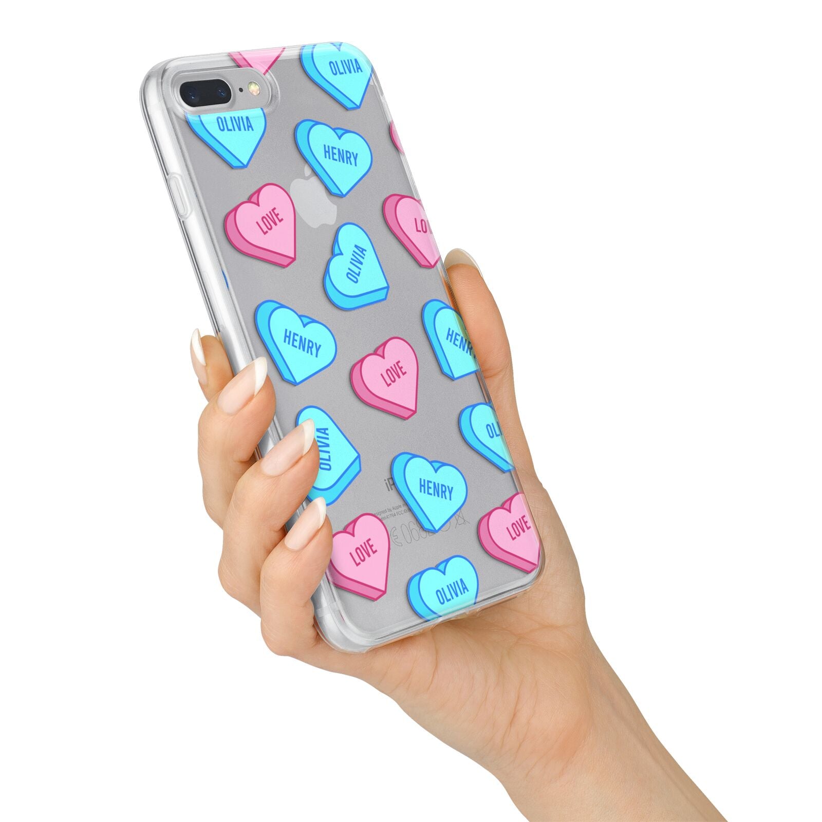 Love Heart Sweets with Names iPhone 7 Plus Bumper Case on Silver iPhone Alternative Image
