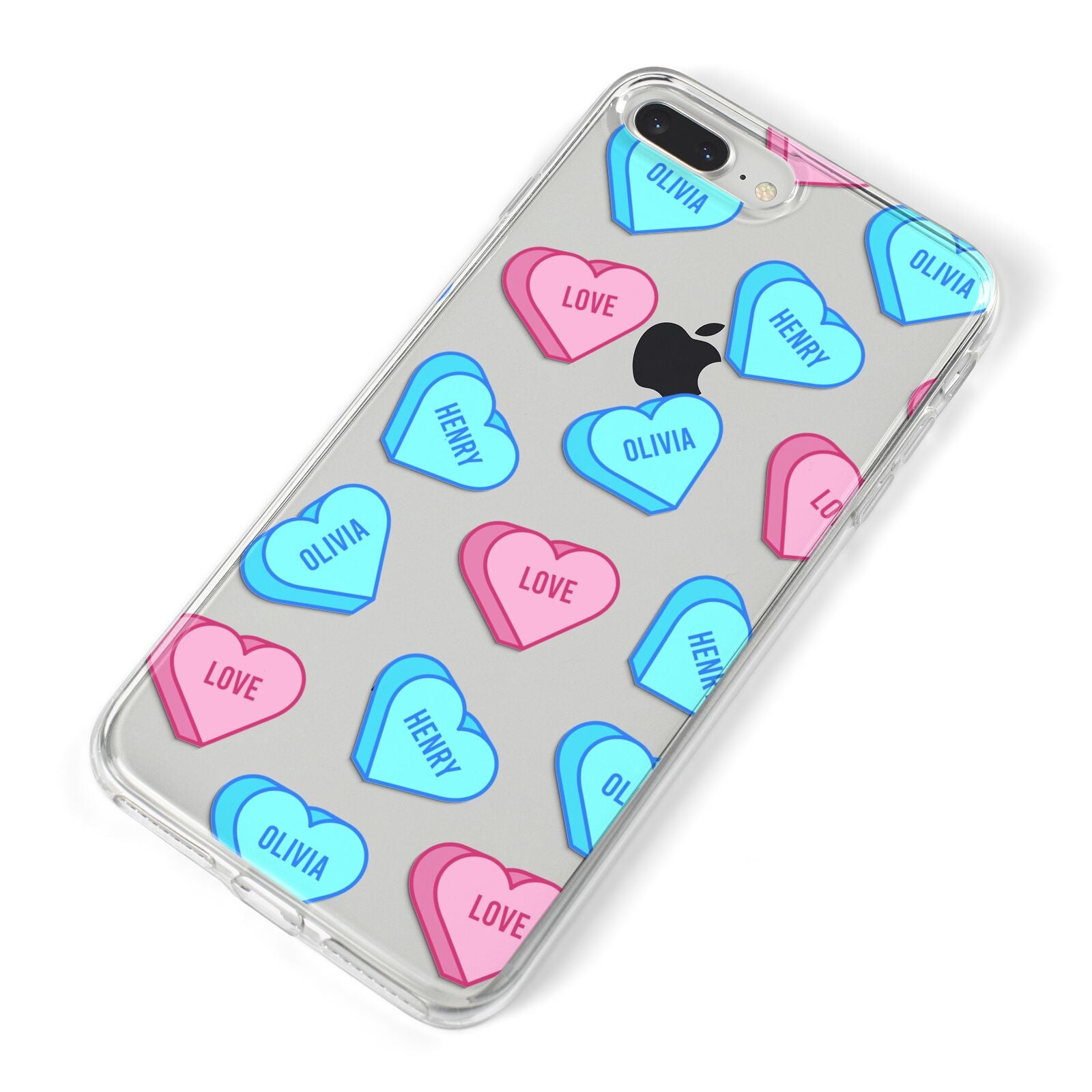 Love Heart Sweets with Names iPhone 8 Plus Bumper Case on Silver iPhone Alternative Image