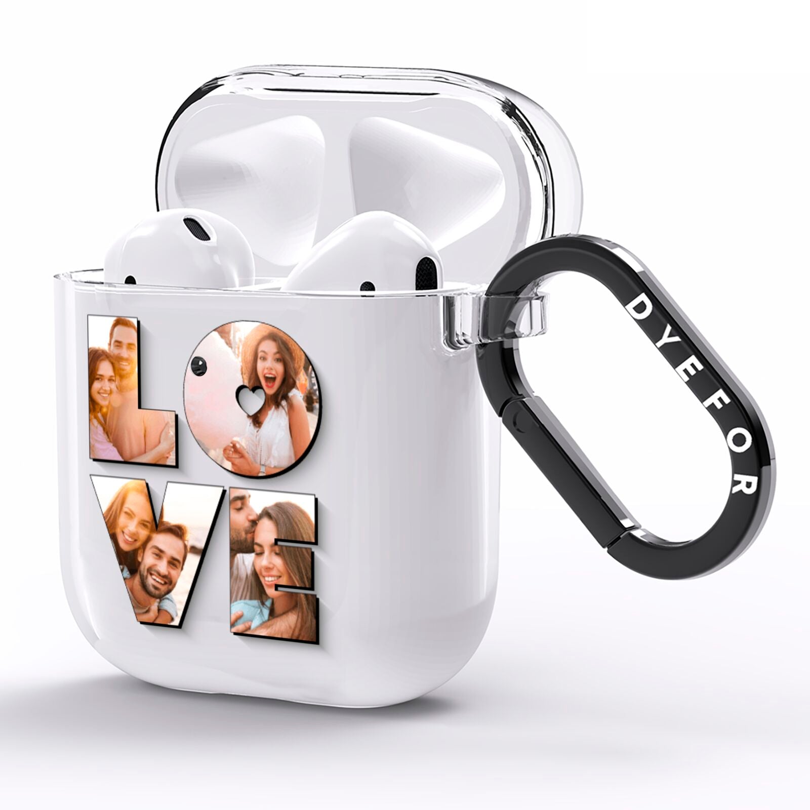 Love Personalised Photo Upload AirPods Clear Case Side Image