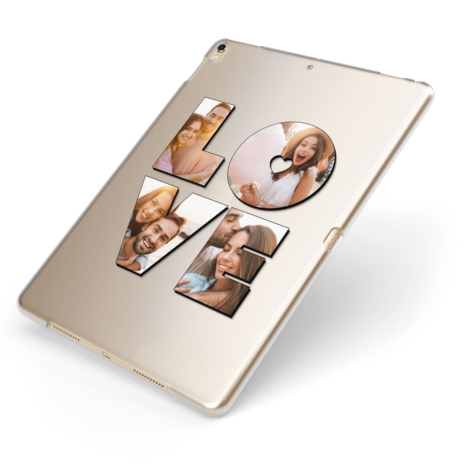 Love Personalised Photo Upload Apple iPad Case on Gold iPad Side View
