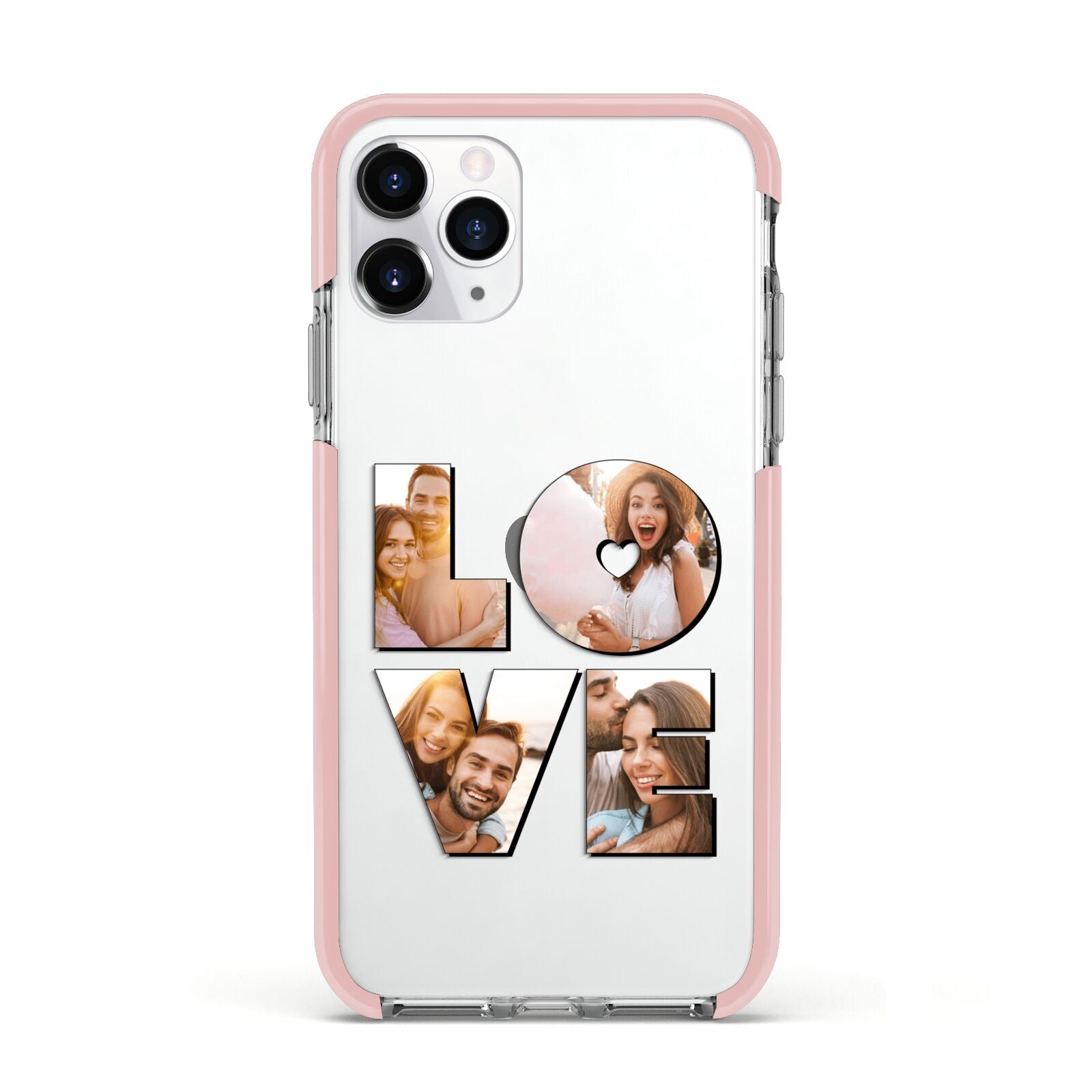 Love Personalised Photo Upload Apple iPhone 11 Pro in Silver with Pink Impact Case