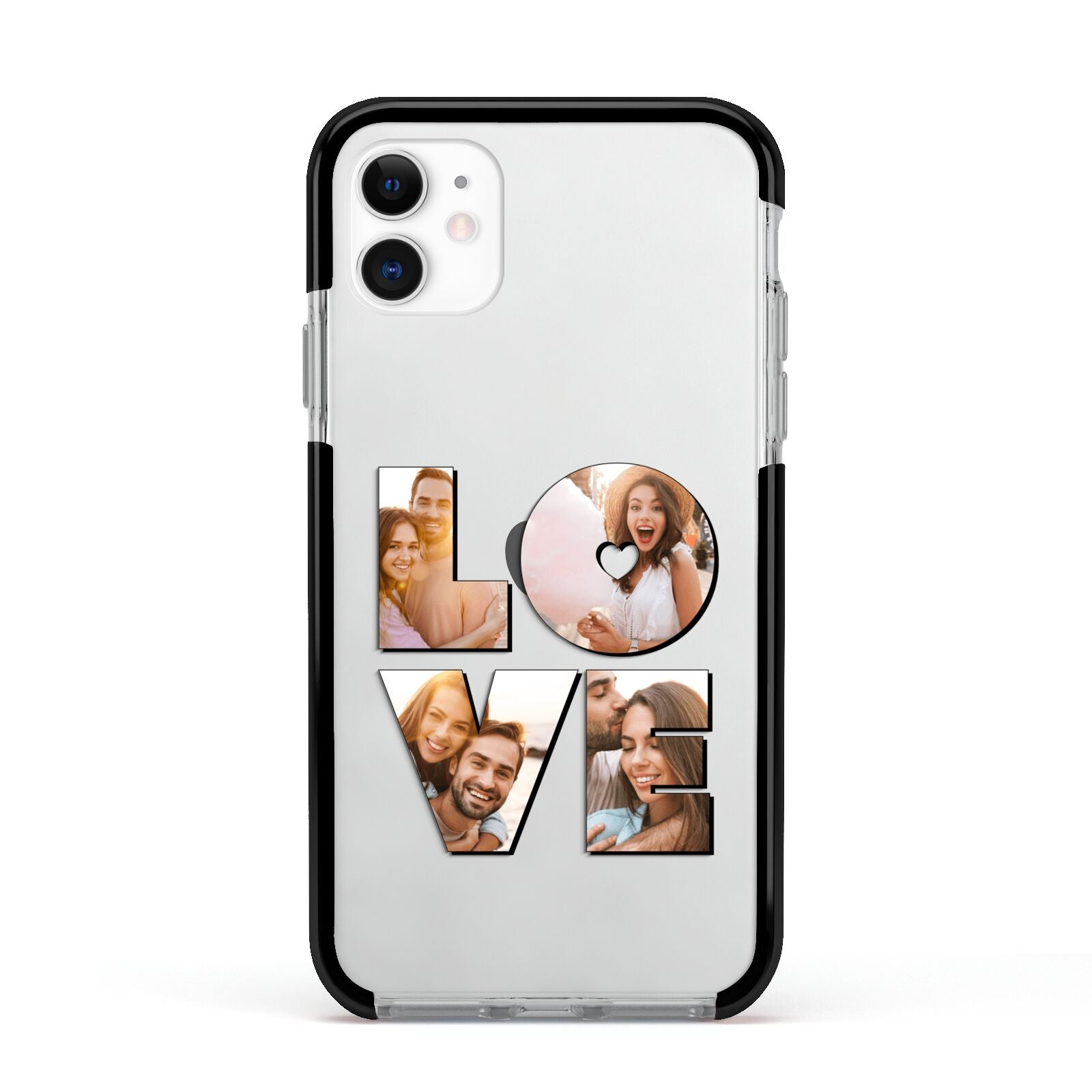 Love Personalised Photo Upload Apple iPhone 11 in White with Black Impact Case