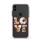 Love Personalised Photo Upload Apple iPhone Xs Impact Case Pink Edge on Black Phone