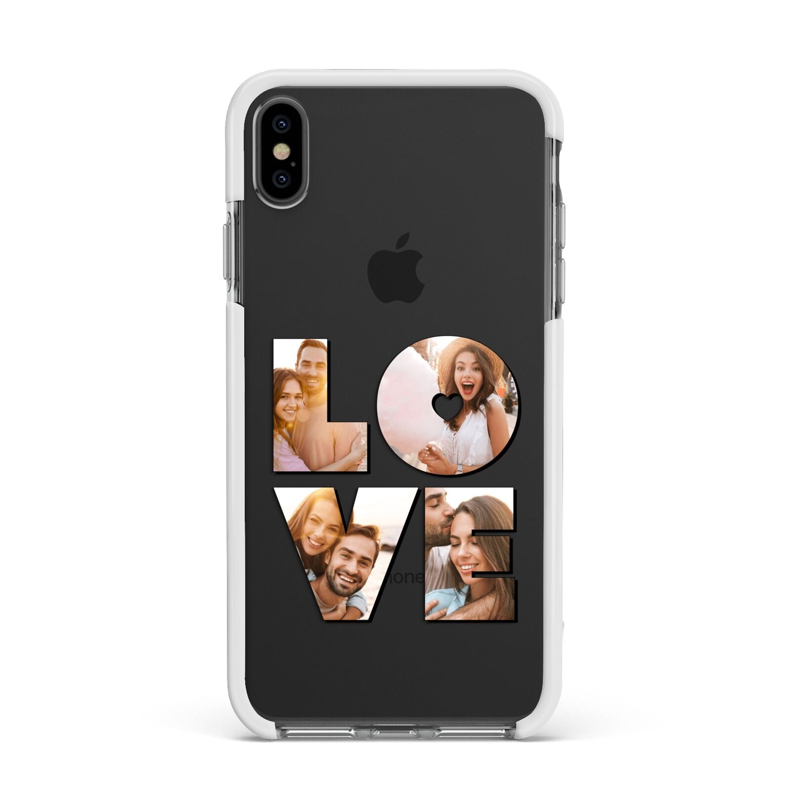 Love Personalised Photo Upload Apple iPhone Xs Max Impact Case White Edge on Black Phone