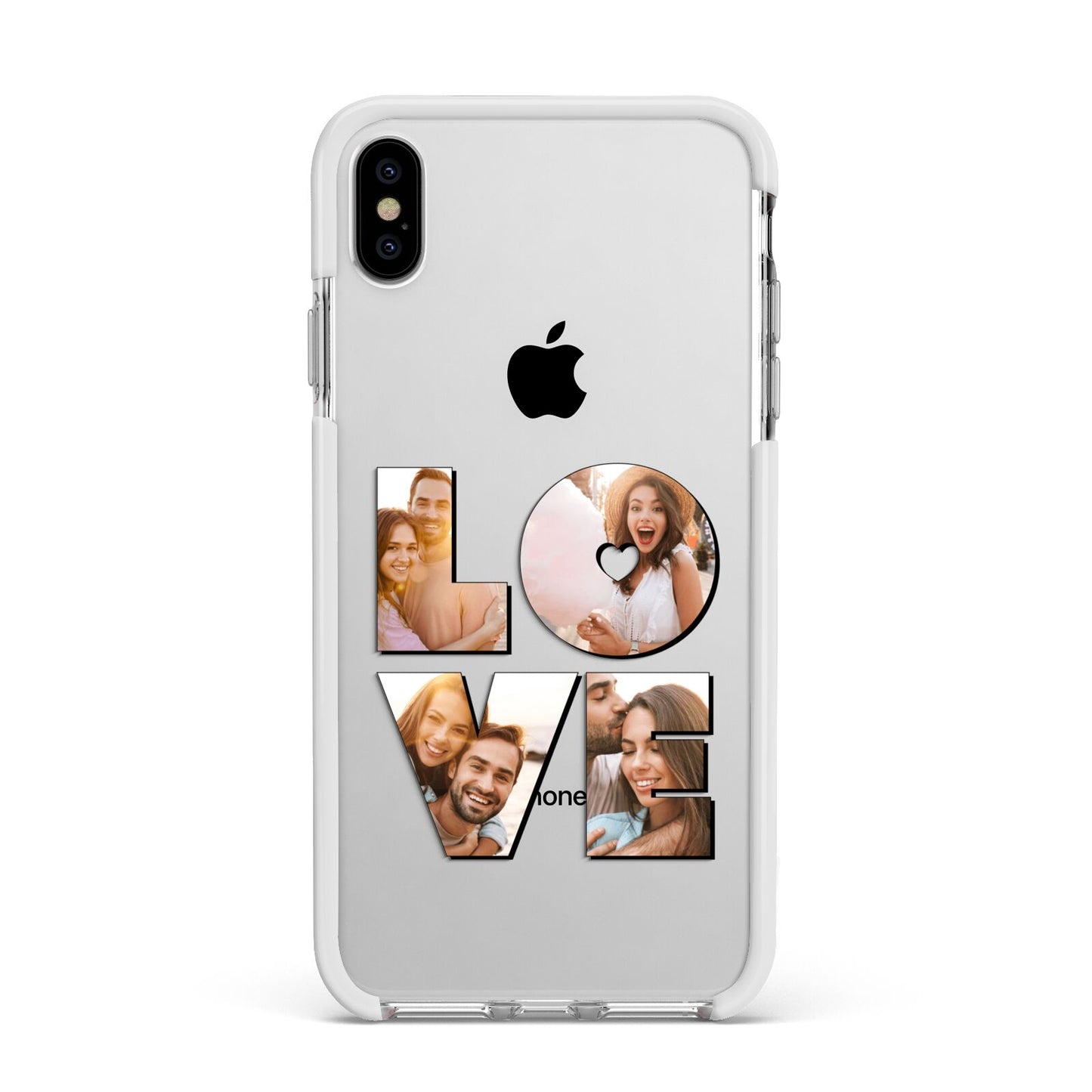 Love Personalised Photo Upload Apple iPhone Xs Max Impact Case White Edge on Silver Phone