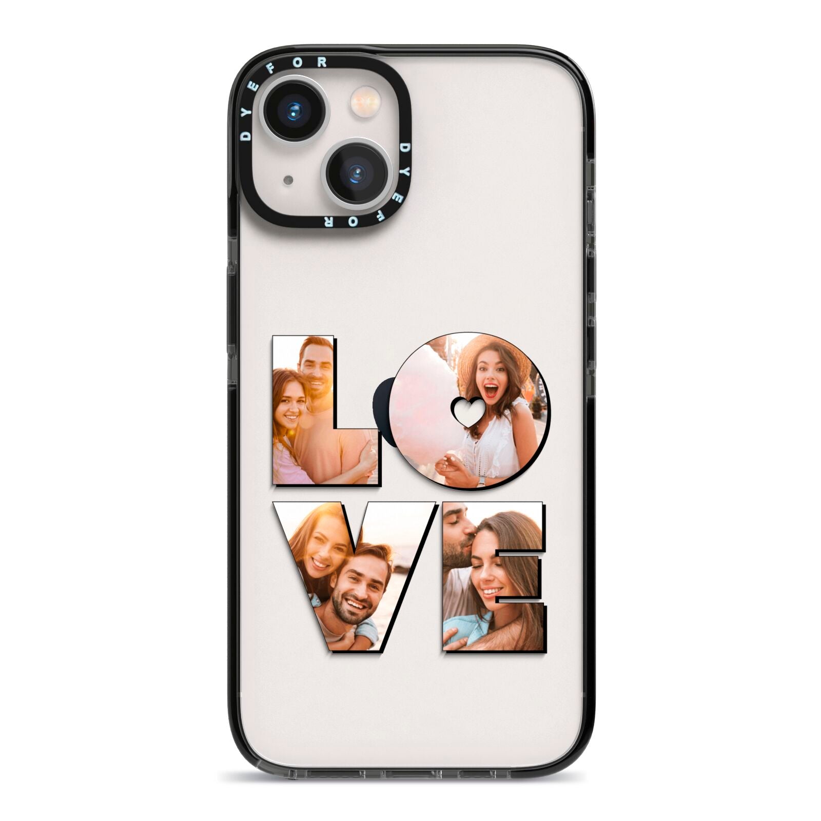 Love Personalised Photo Upload iPhone 13 Black Impact Case on Silver phone