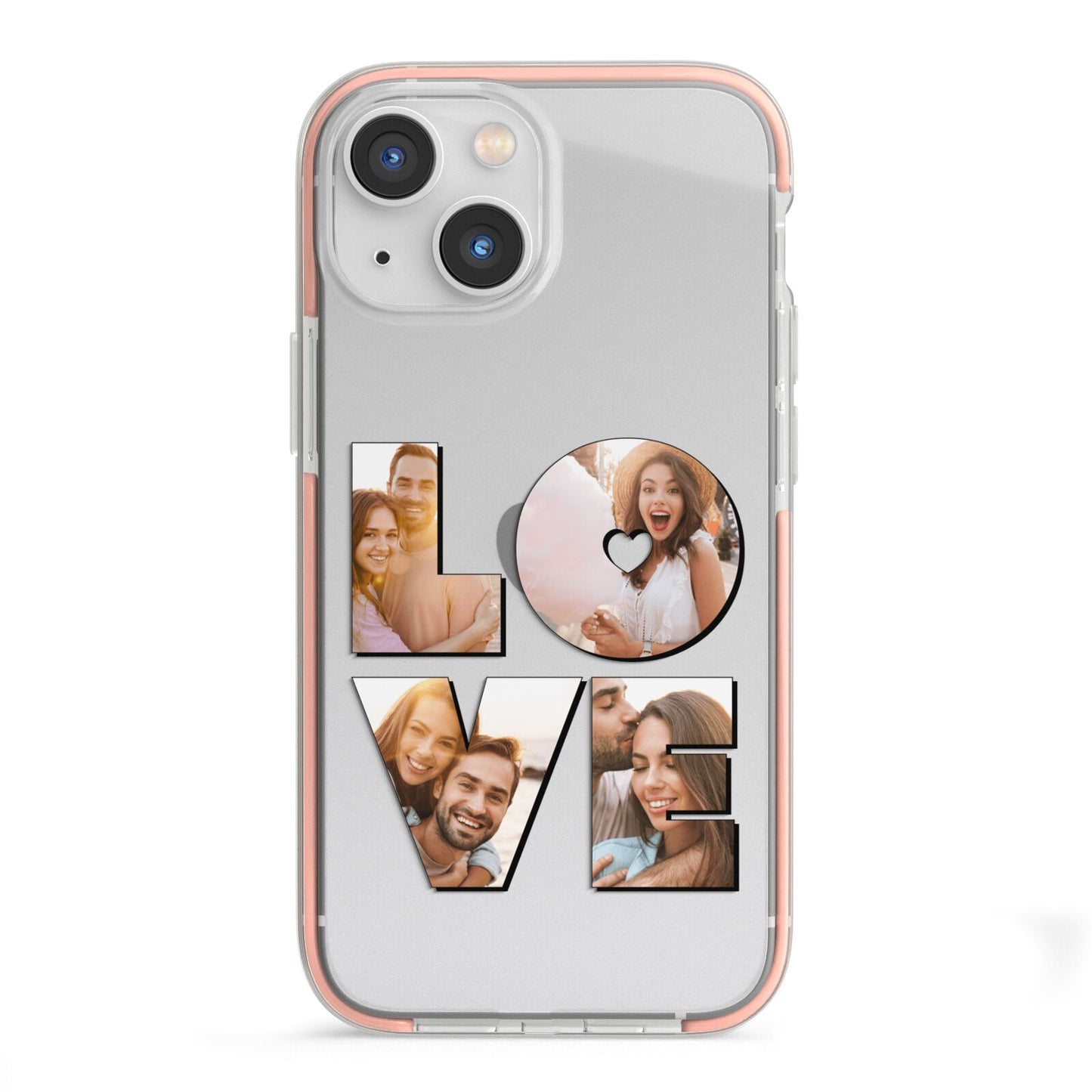 Love Personalised Photo Upload iPhone 13 Mini TPU Impact Case with Pink Edges