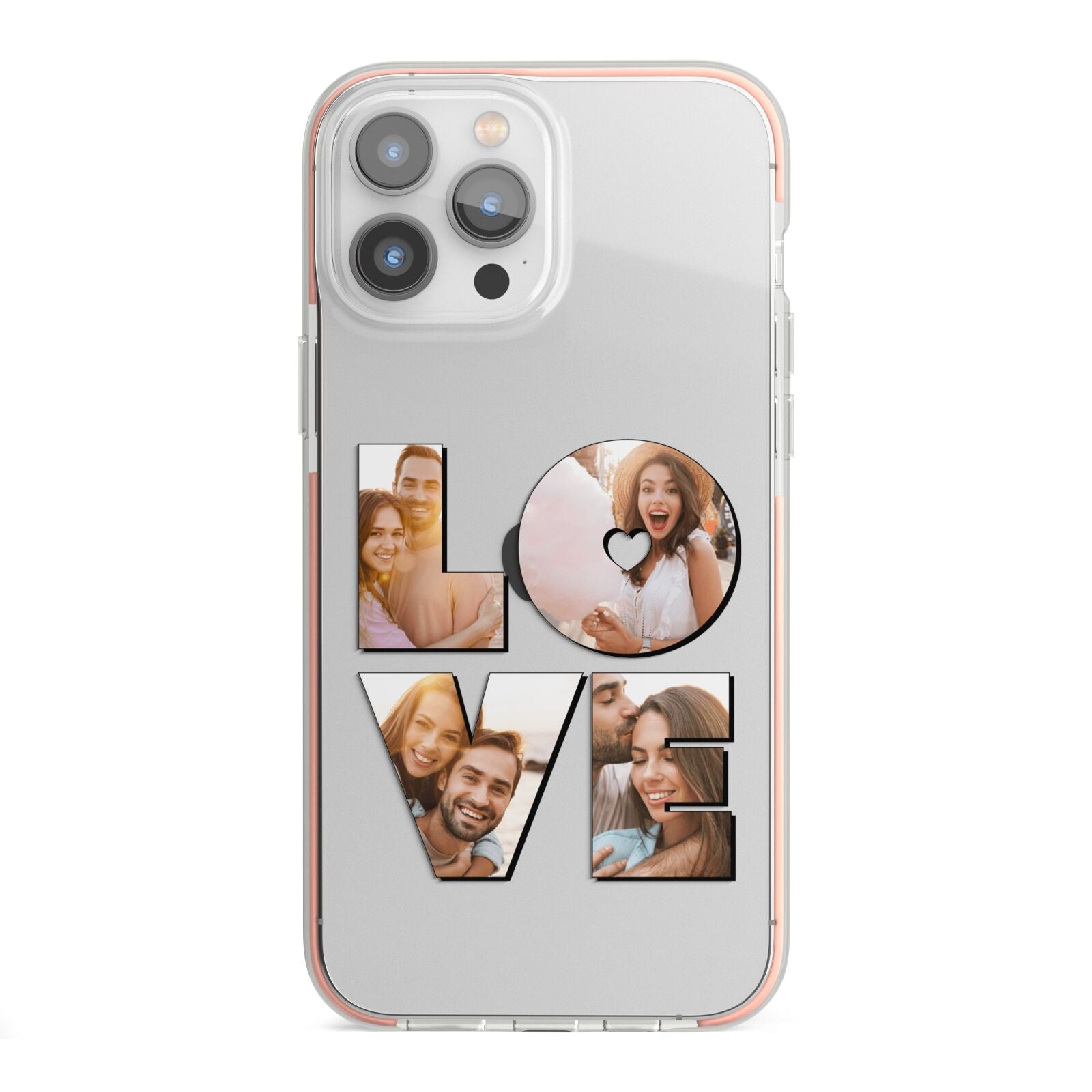 Love Personalised Photo Upload iPhone 13 Pro Max TPU Impact Case with Pink Edges