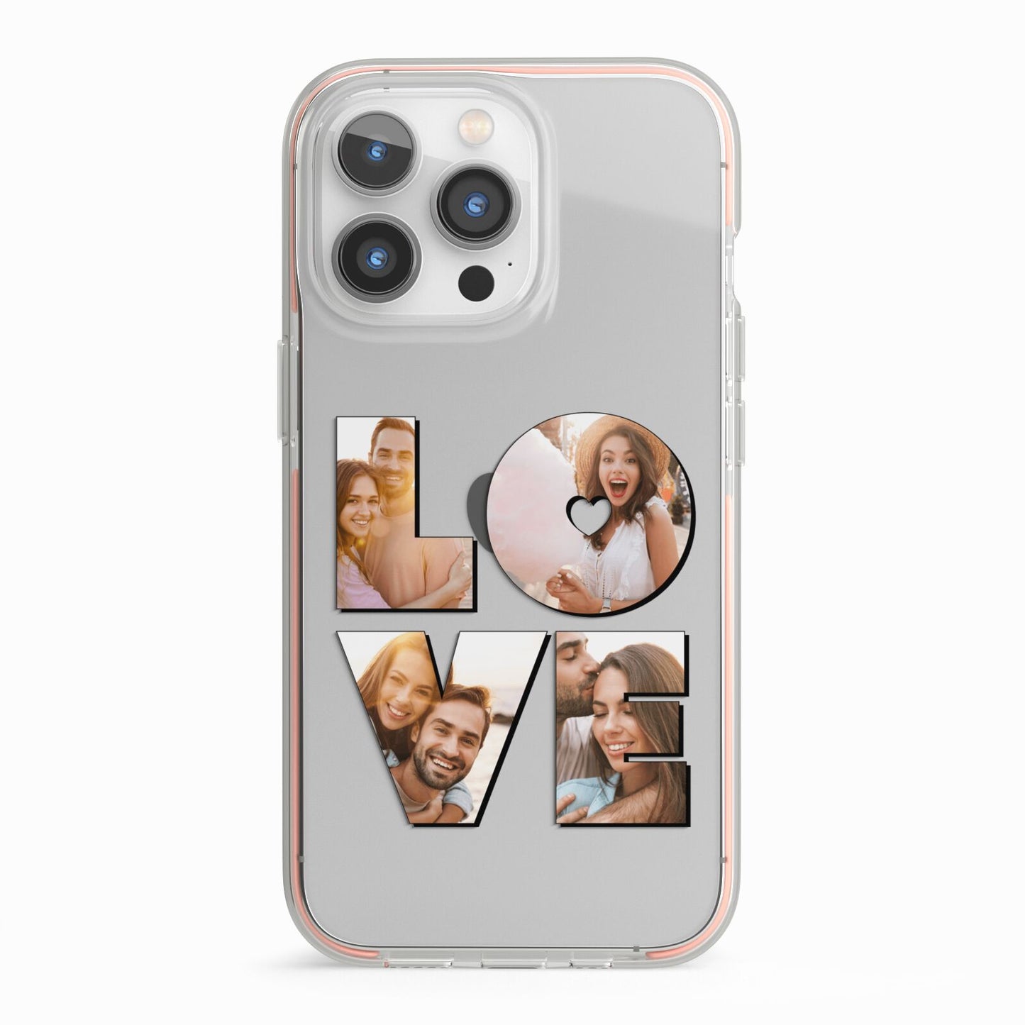 Love Personalised Photo Upload iPhone 13 Pro TPU Impact Case with Pink Edges