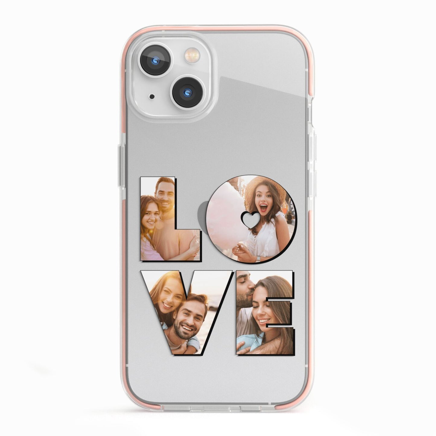 Love Personalised Photo Upload iPhone 13 TPU Impact Case with Pink Edges