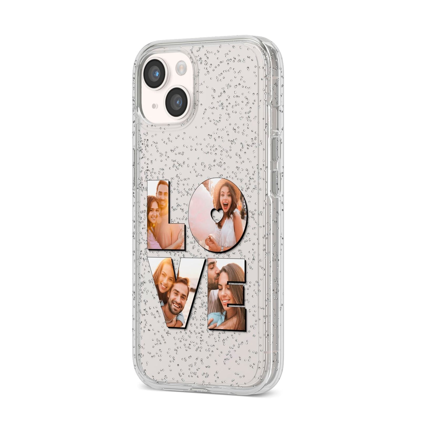 Love Personalised Photo Upload iPhone 14 Glitter Tough Case Starlight Angled Image