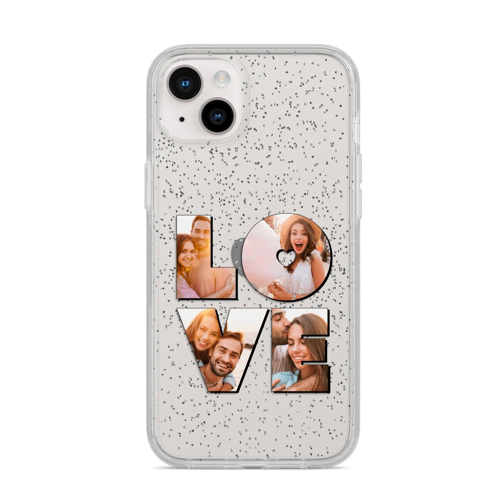 Love Personalised Photo Upload iPhone 14 Plus Glitter Tough Case Starlight
