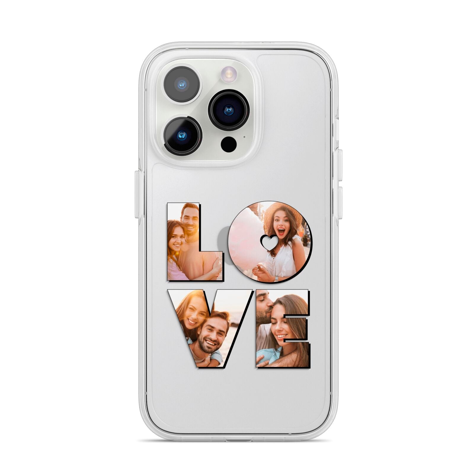 Love Personalised Photo Upload iPhone 14 Pro Clear Tough Case Silver