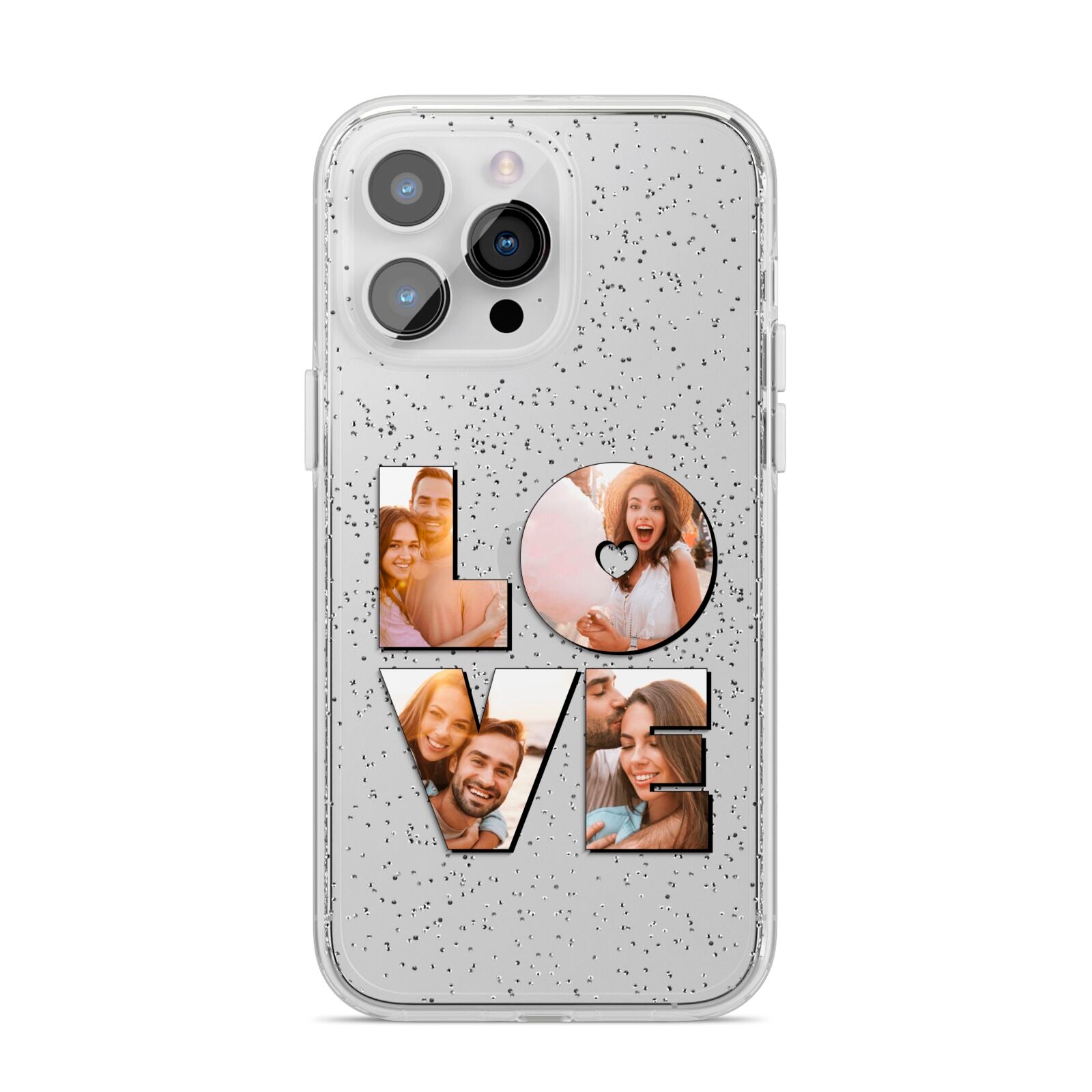 Love Personalised Photo Upload iPhone 14 Pro Max Glitter Tough Case Silver