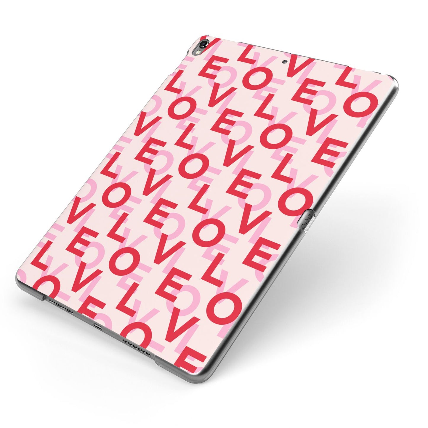 Love Valentine Apple iPad Case on Grey iPad Side View