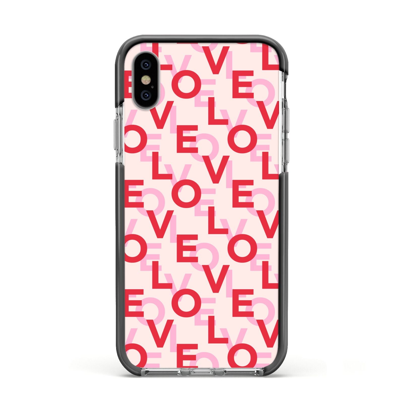 Love Valentine Apple iPhone Xs Impact Case Black Edge on Silver Phone