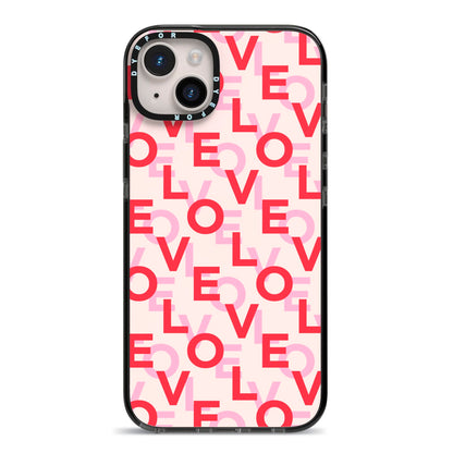 Love Valentine iPhone 14 Plus Black Impact Case on Silver phone