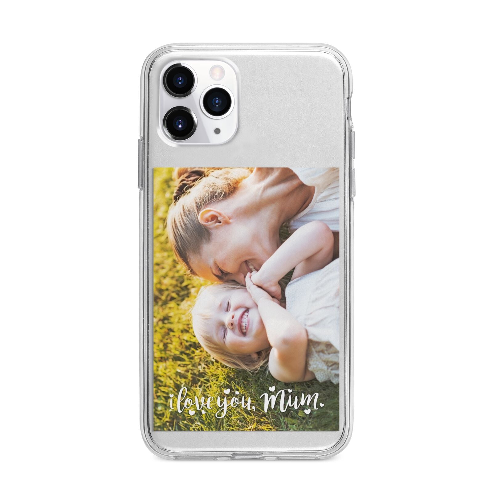 Love You Mum Photo Upload Apple iPhone 11 Pro Max in Silver with Bumper Case
