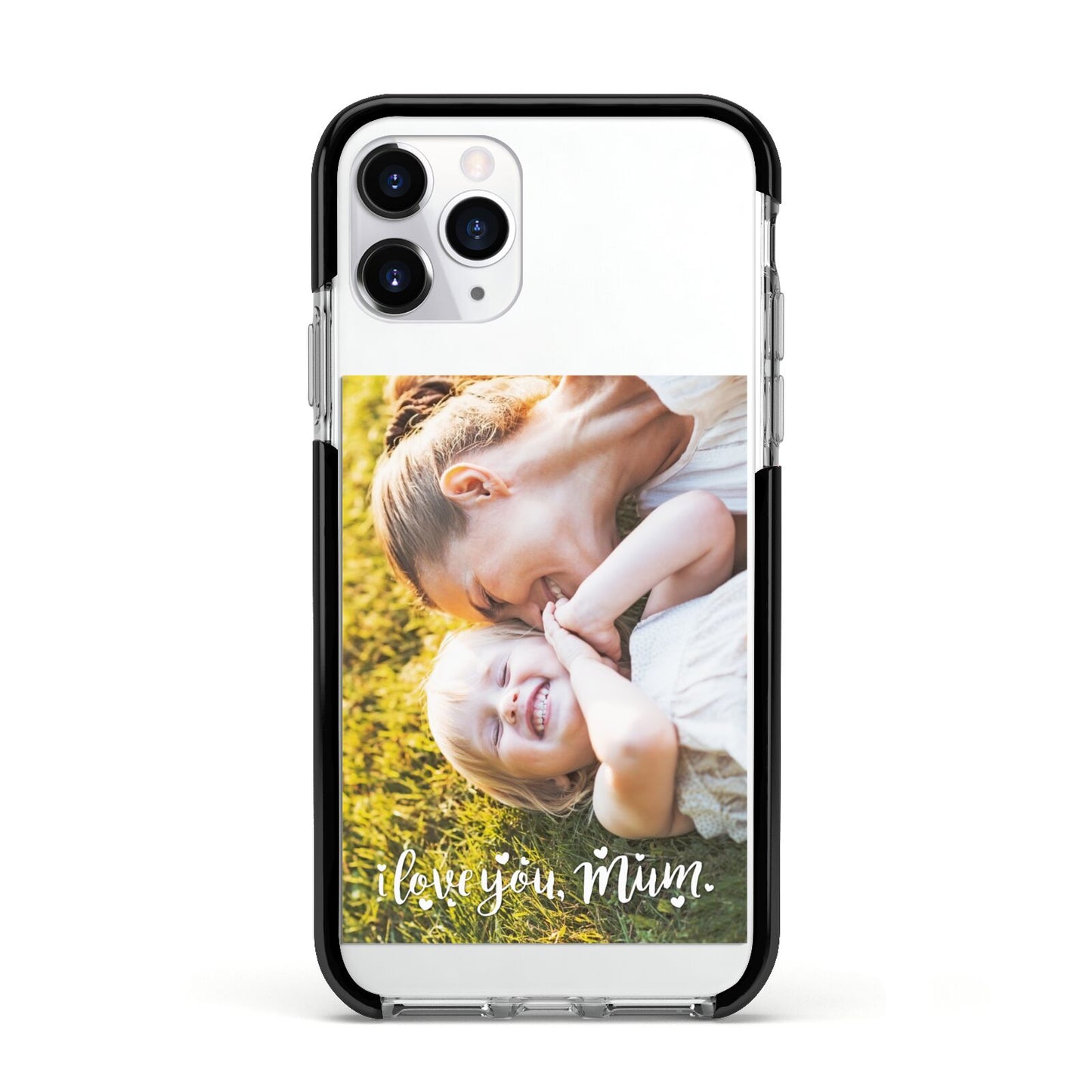 Love You Mum Photo Upload Apple iPhone 11 Pro in Silver with Black Impact Case