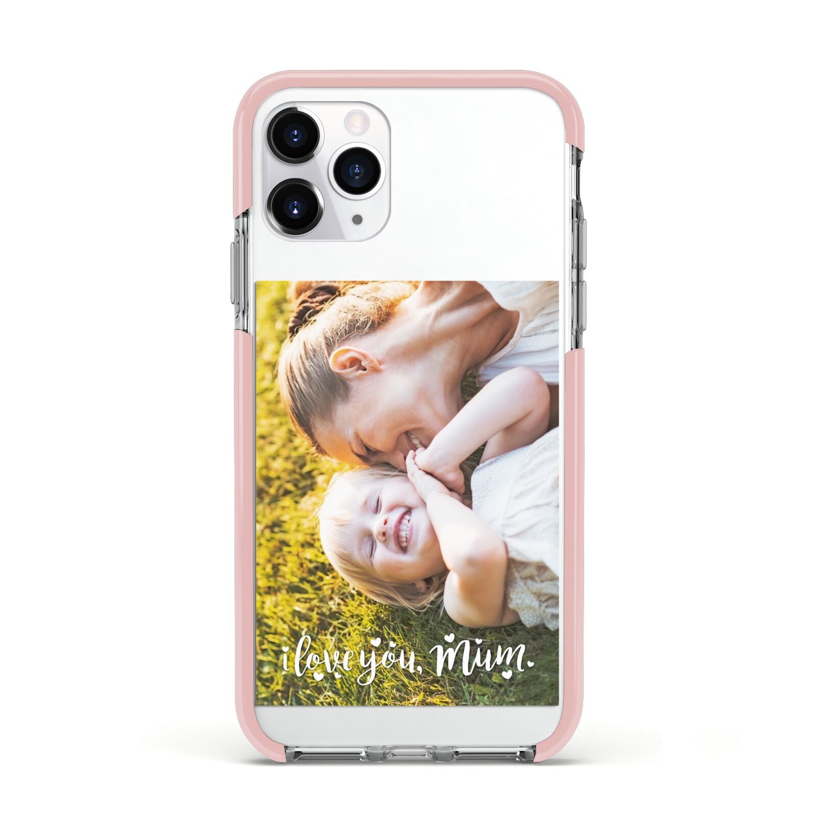 Love You Mum Photo Upload Apple iPhone 11 Pro in Silver with Pink Impact Case