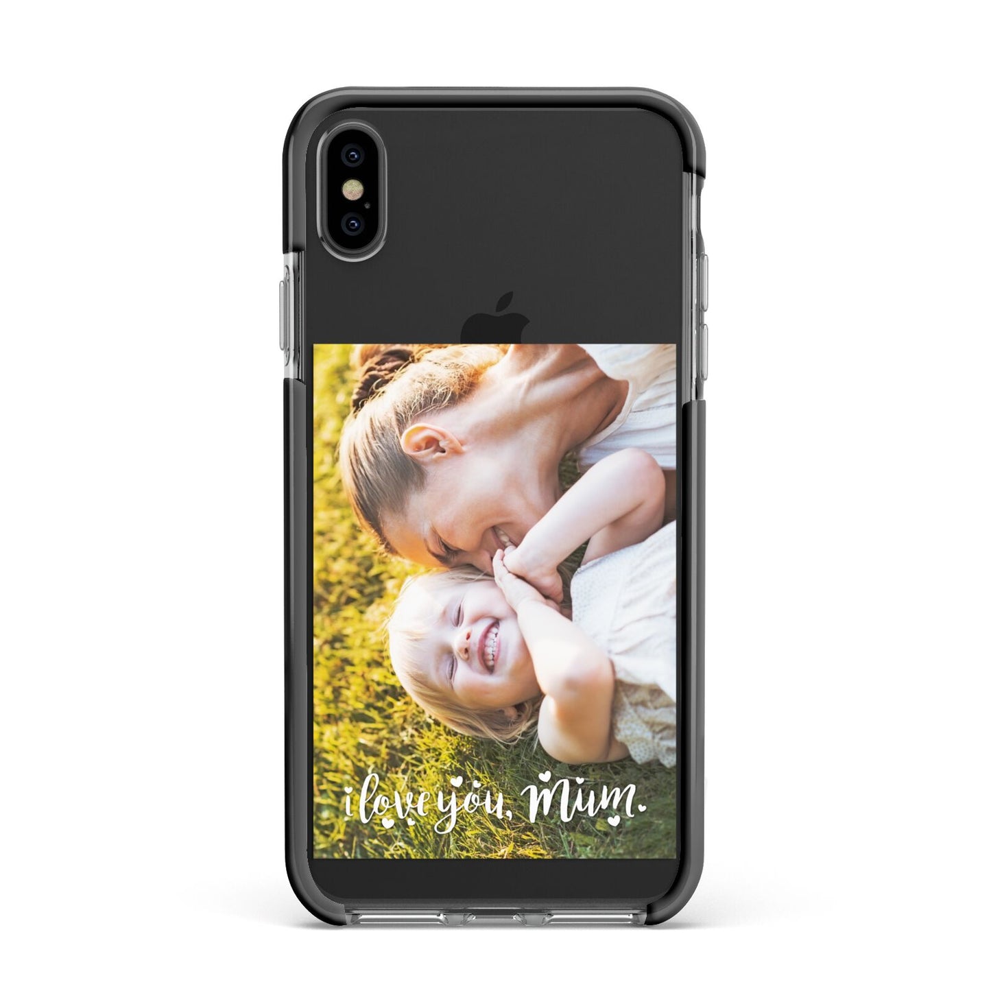 Love You Mum Photo Upload Apple iPhone Xs Max Impact Case Black Edge on Black Phone