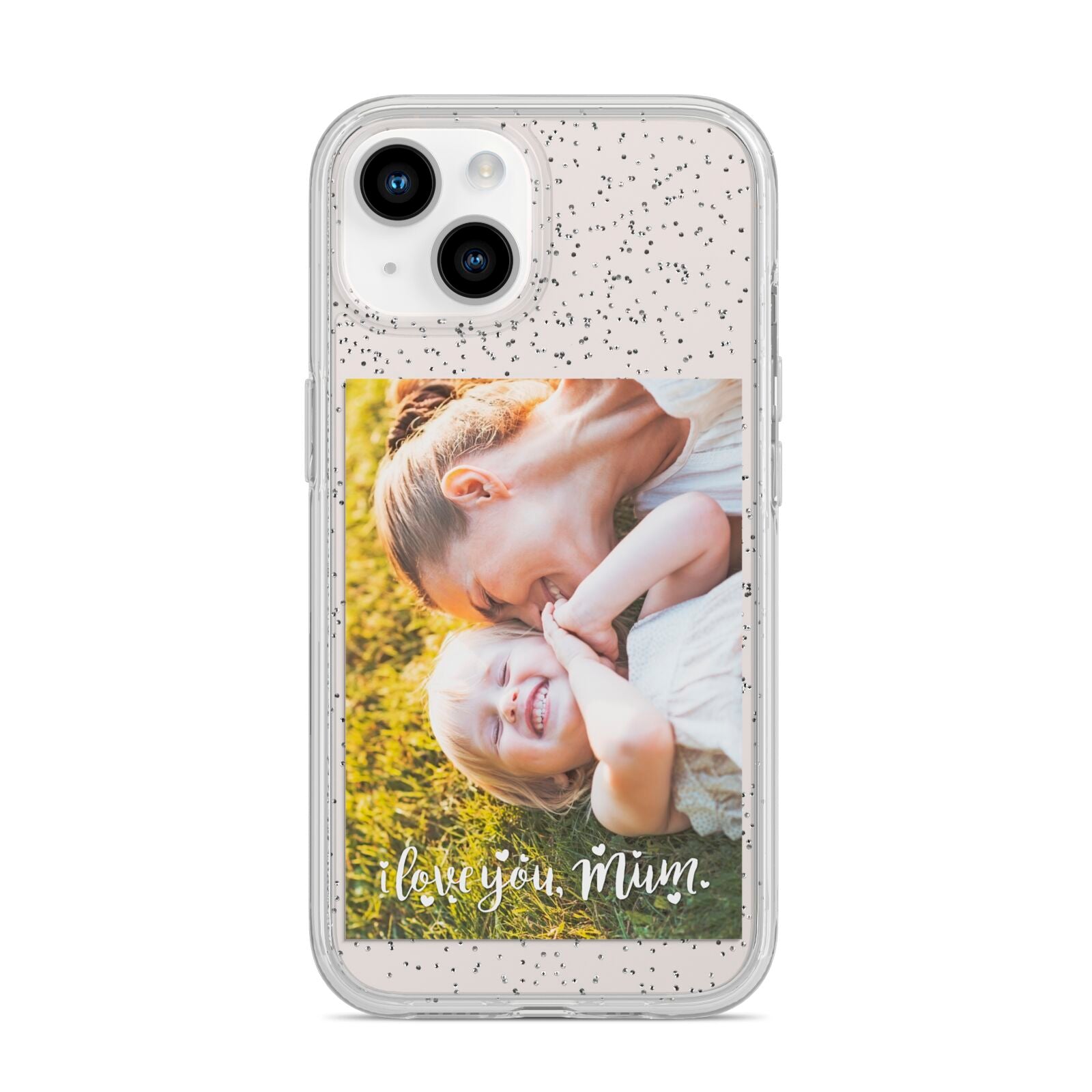 Love You Mum Photo Upload iPhone 14 Glitter Tough Case Starlight