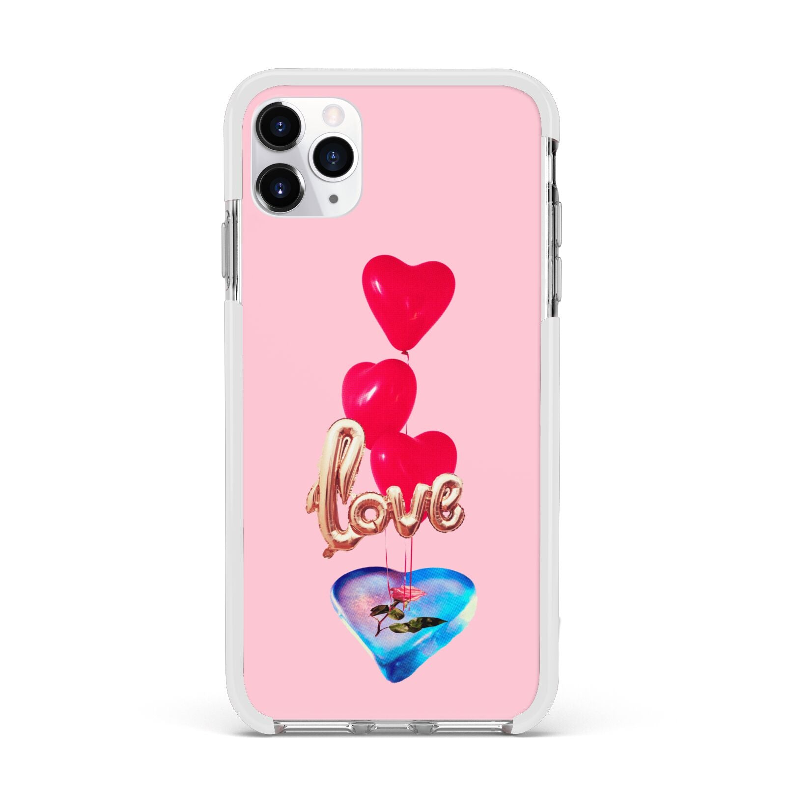 Love bubble balloon Apple iPhone 11 Pro Max in Silver with White Impact Case
