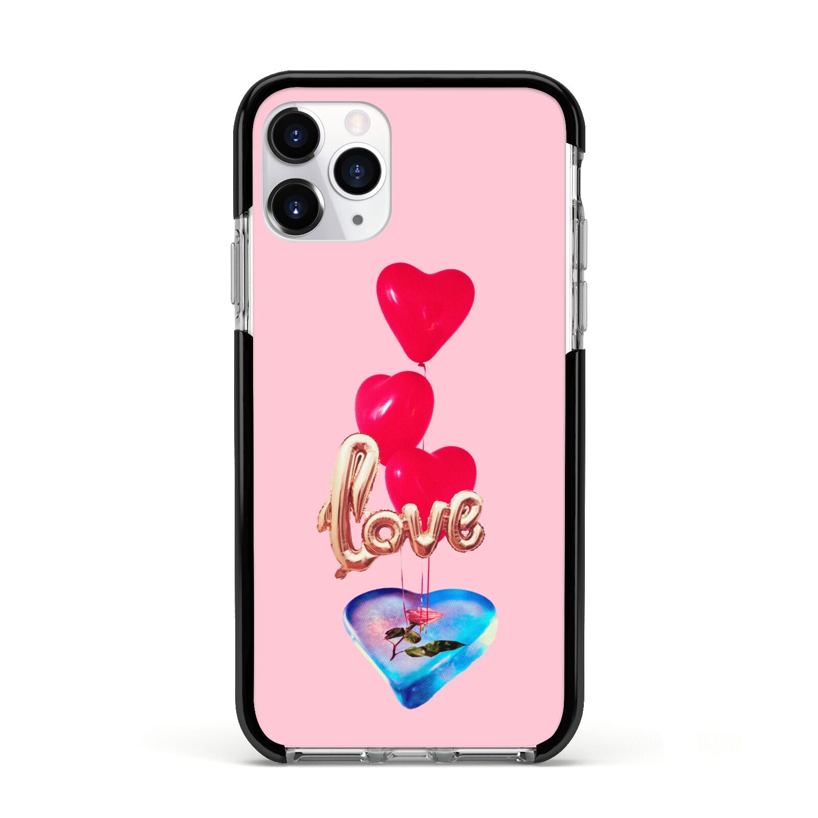 Love bubble balloon Apple iPhone 11 Pro in Silver with Black Impact Case