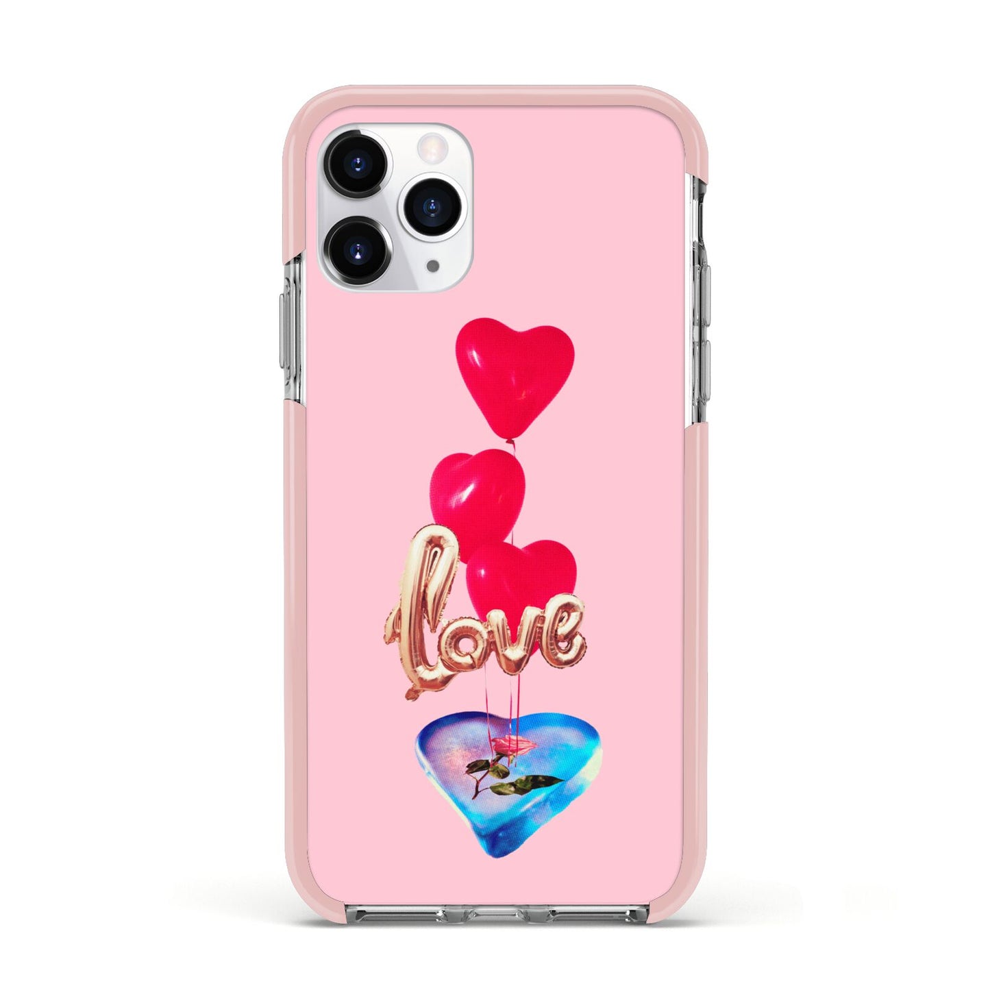 Love bubble balloon Apple iPhone 11 Pro in Silver with Pink Impact Case