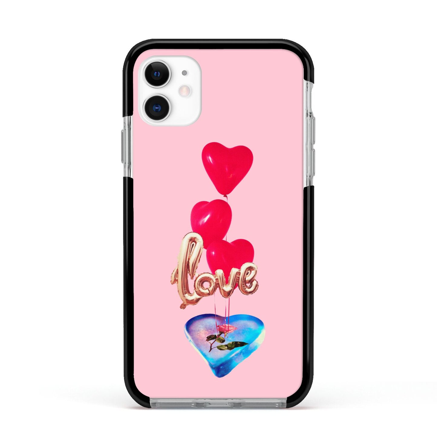 Love bubble balloon Apple iPhone 11 in White with Black Impact Case