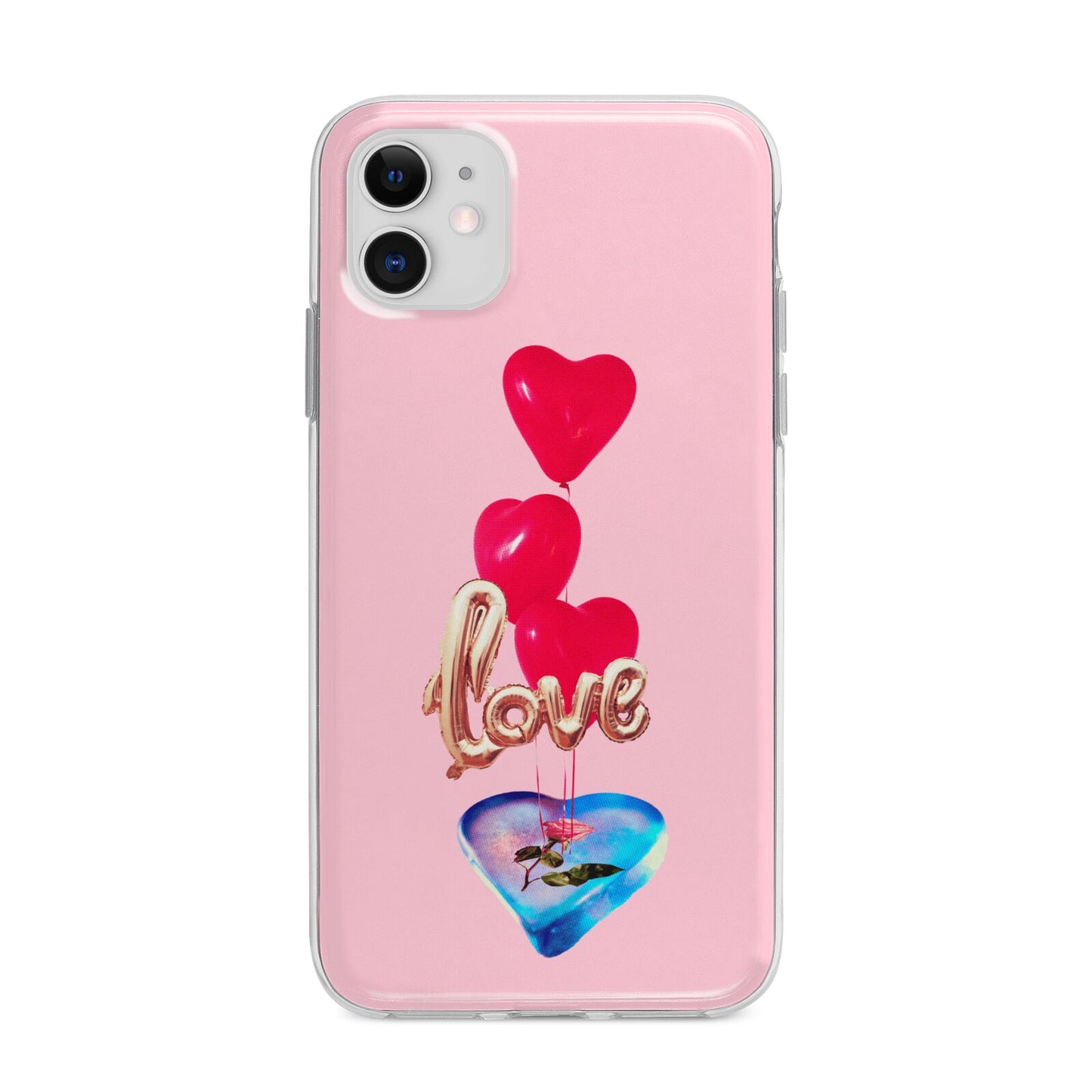Love bubble balloon Apple iPhone 11 in White with Bumper Case