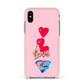 Love bubble balloon Apple iPhone Xs Impact Case Pink Edge on Silver Phone