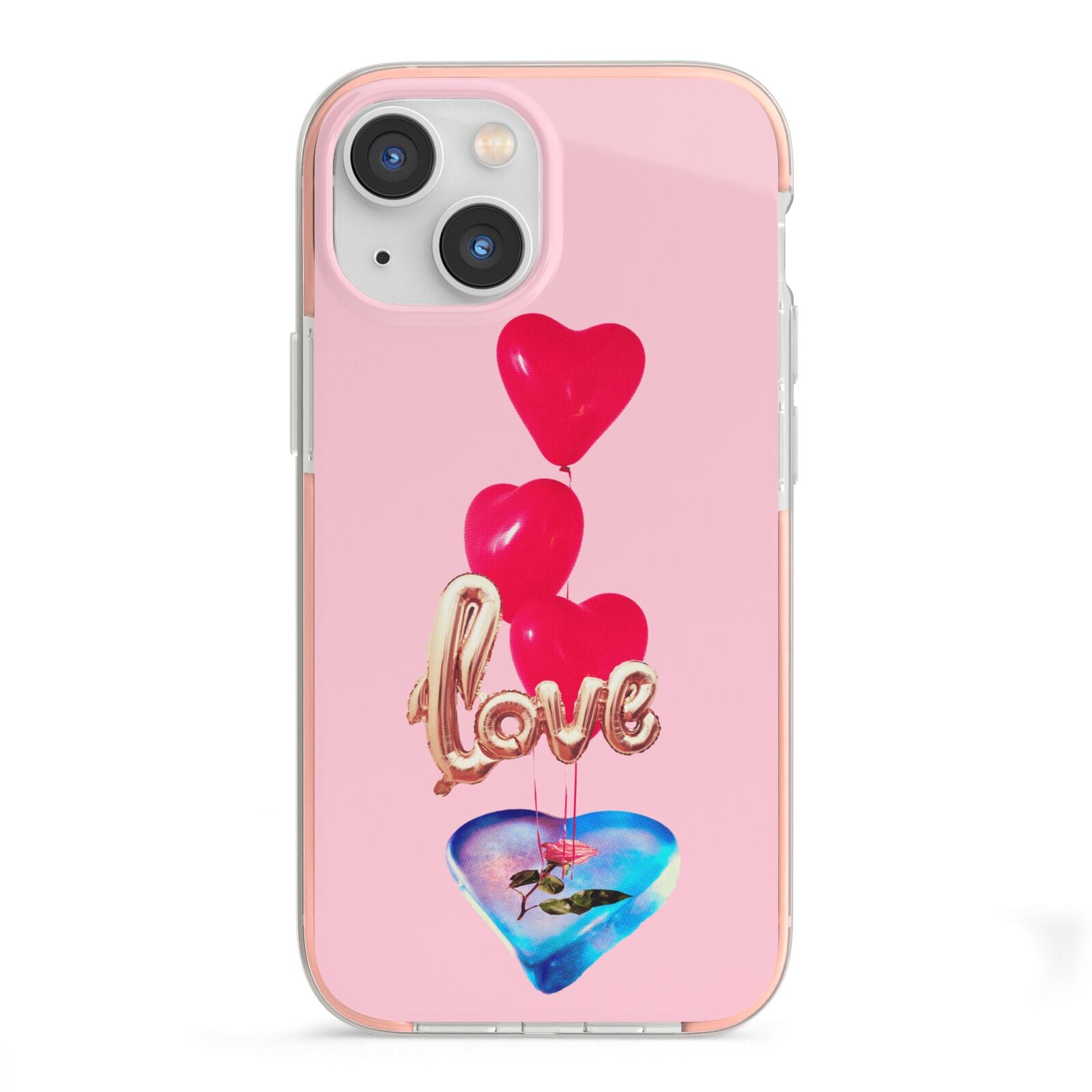 Love bubble balloon iPhone 13 Mini TPU Impact Case with Pink Edges