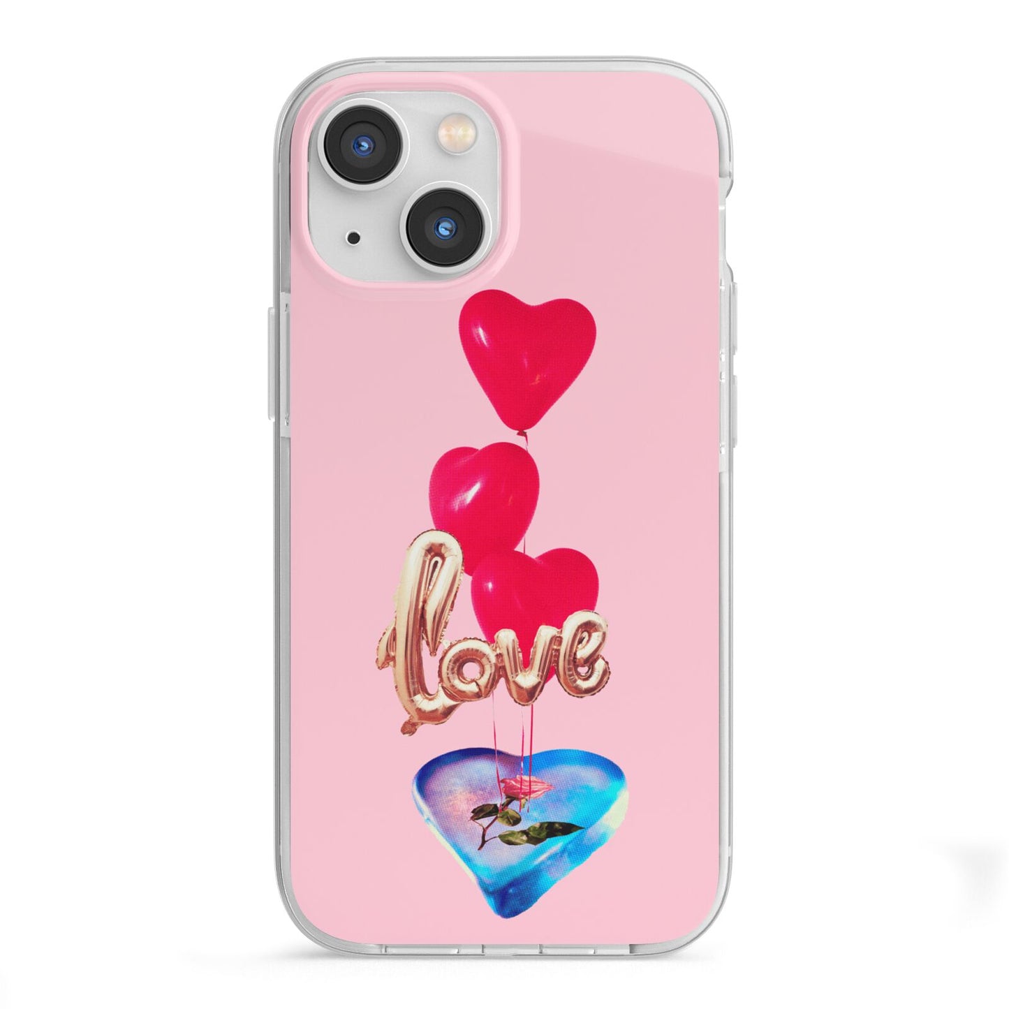 Love bubble balloon iPhone 13 Mini TPU Impact Case with White Edges