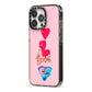Love bubble balloon iPhone 13 Pro Black Impact Case Side Angle on Silver phone