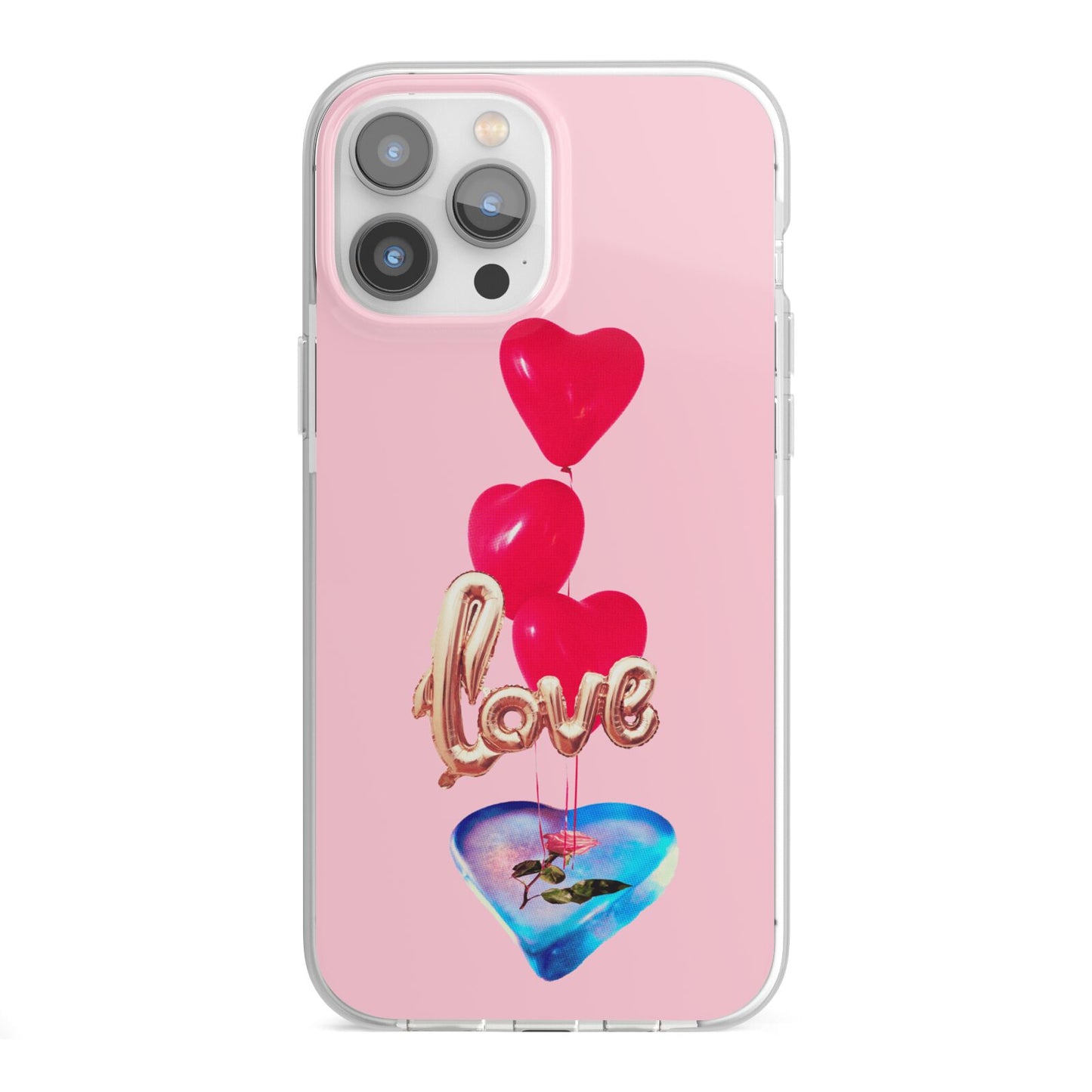 Love bubble balloon iPhone 13 Pro Max TPU Impact Case with White Edges